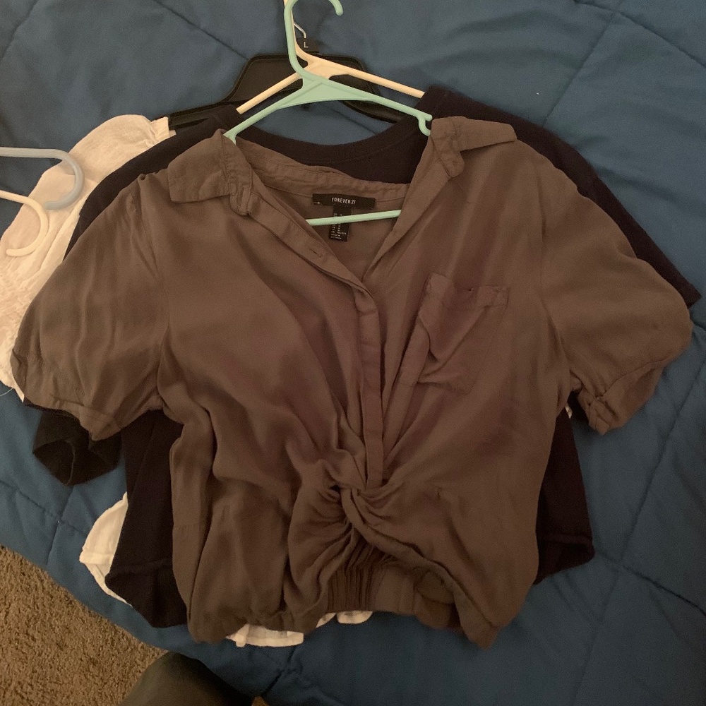 Forever21 Short Cropped Medium Green Top